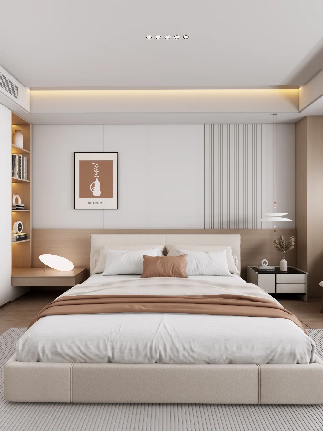 Panel WPC NECOWOOD Menciptakan Kamar Tidur Utama Bergaya Kayu Modern yang Nyaman