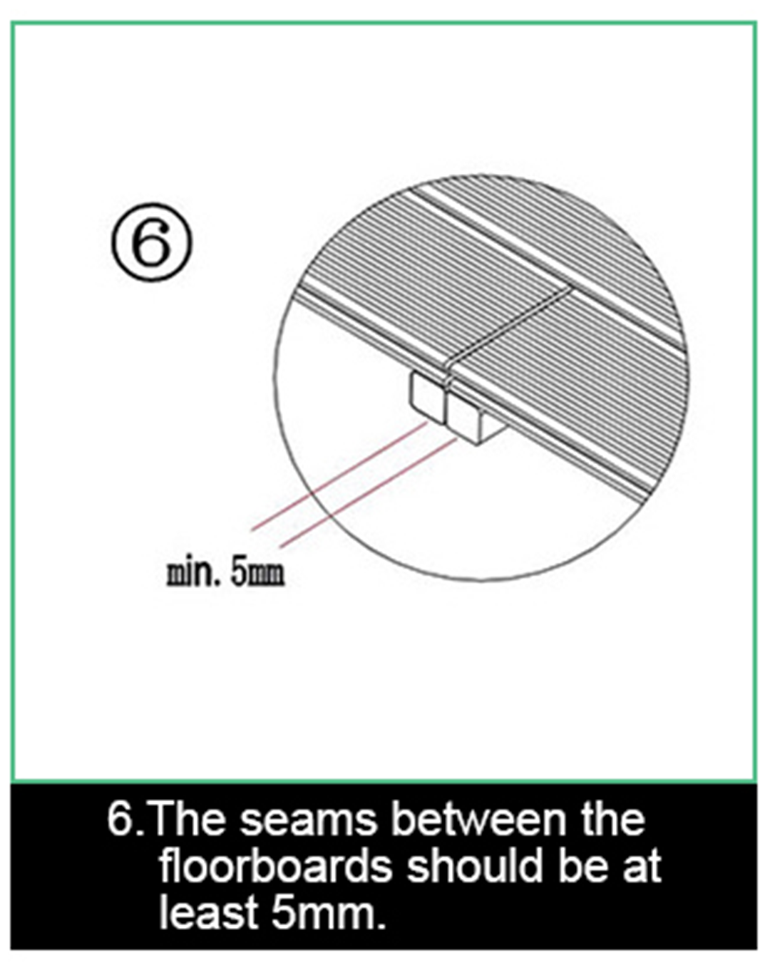 Step 6: Maintaining 5mm minimum seam gaps between WPC decking boards
